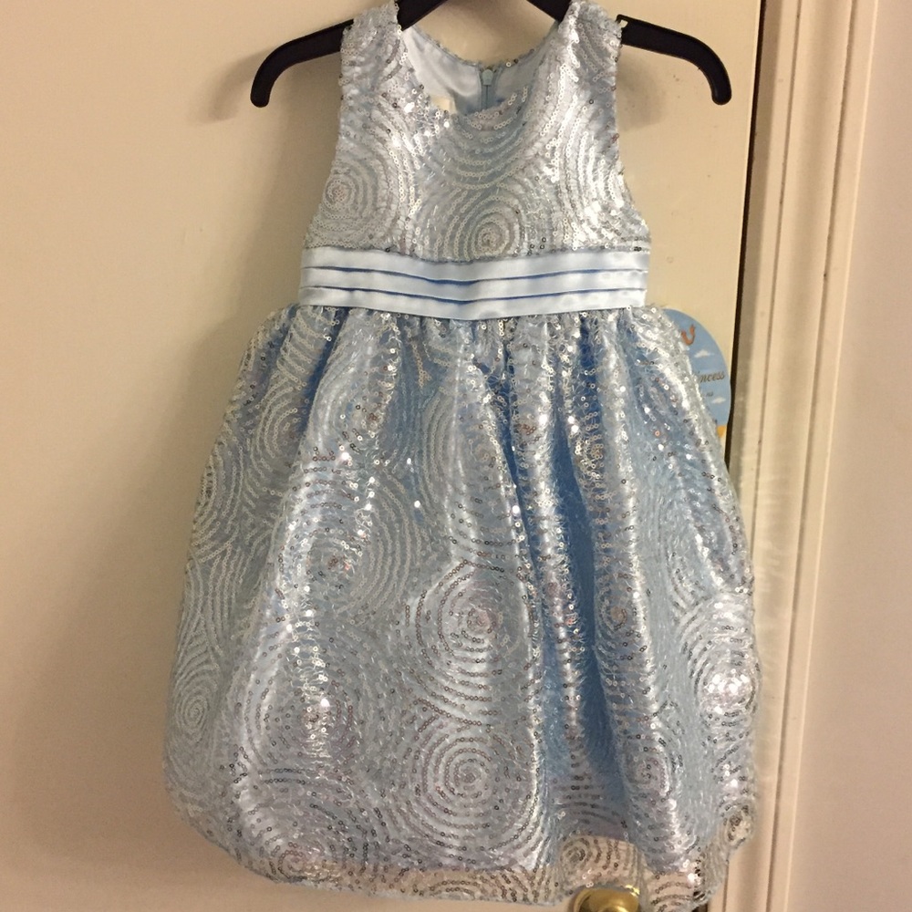 Blue sequined toddler girls dress